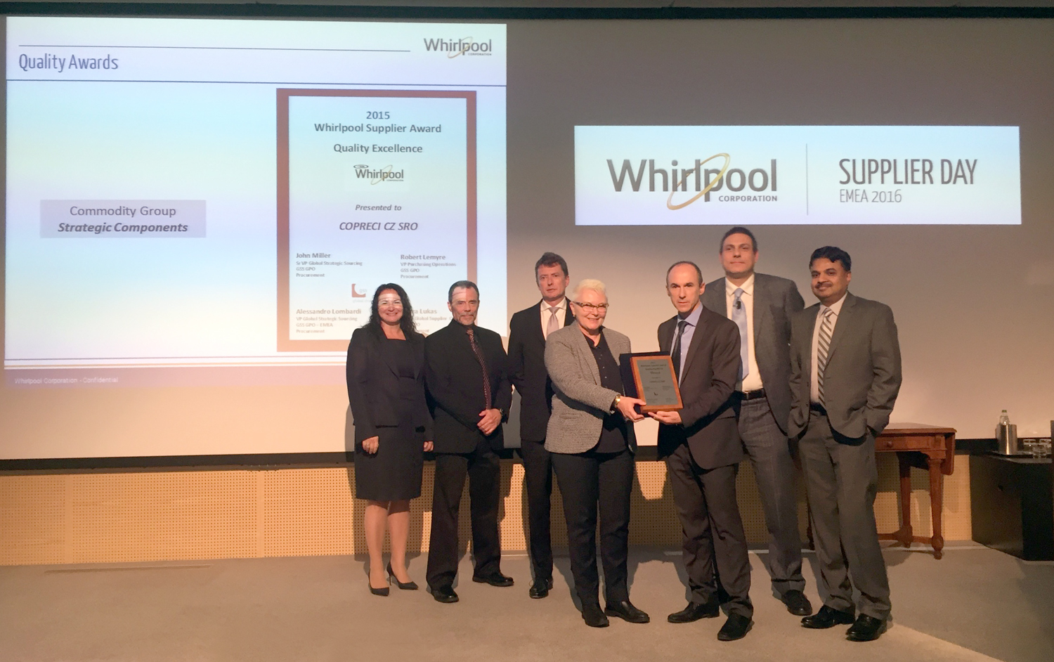 Copreci receives Supplier Quality Excellence Award from Whirlpool